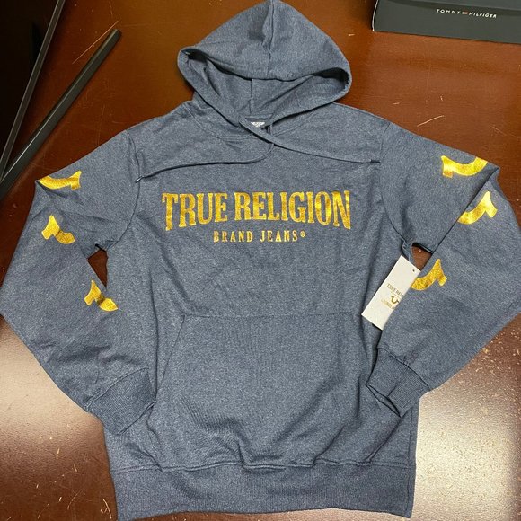 True Religion Other - True Religion Mens Gray Classic Long Sleeves Logo Pullover Hoodie Size S M